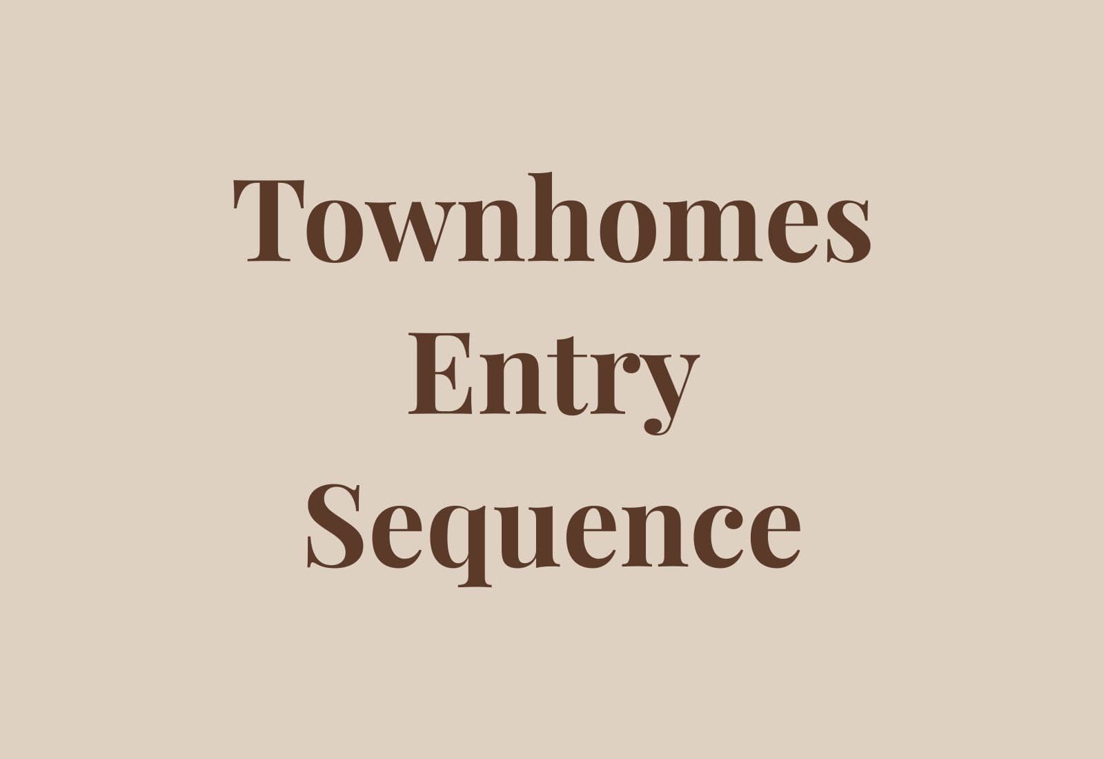 Townhome entry sequence with coordinated stoops, lighting, and facade articulation.